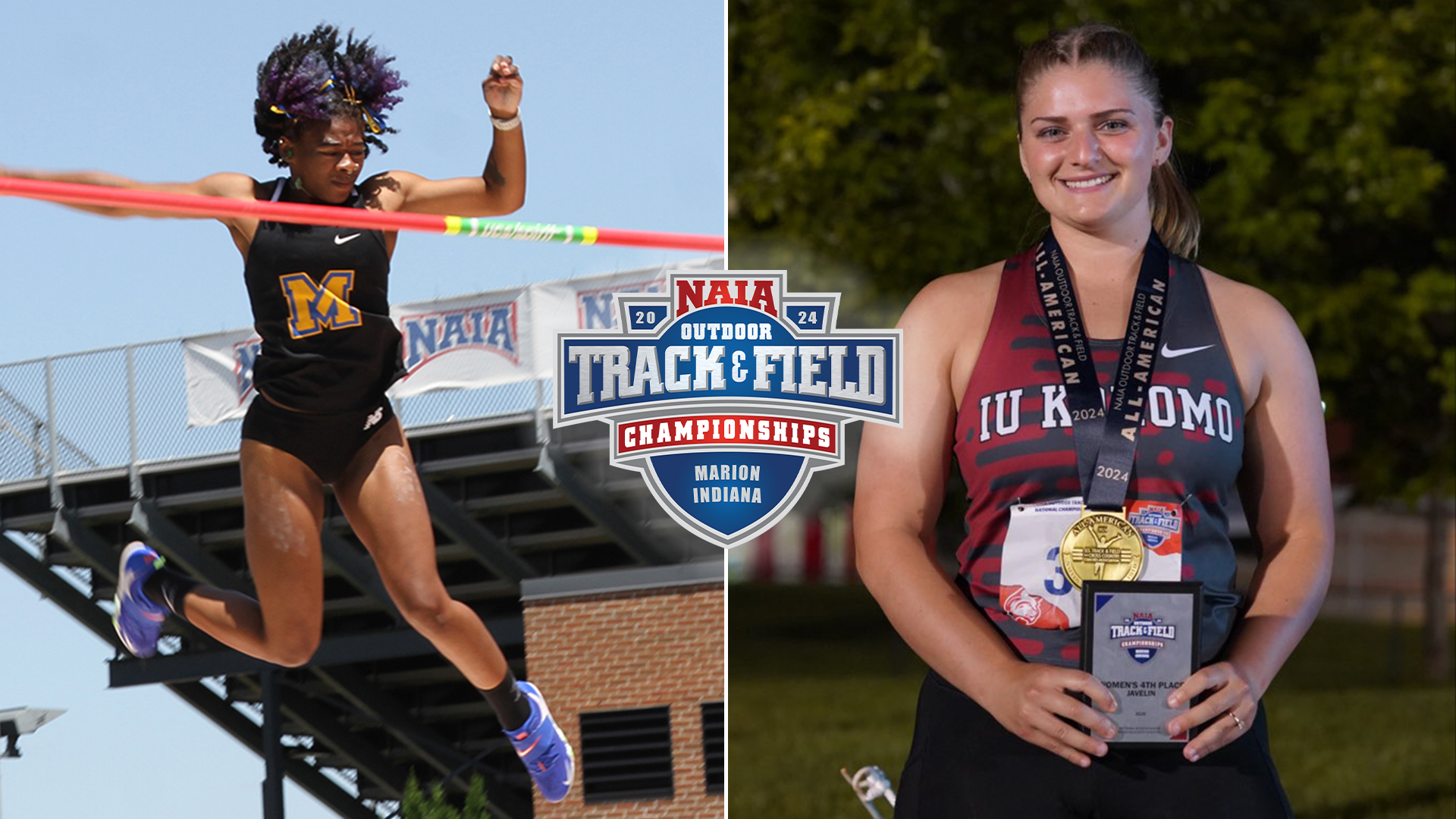 Nevaeh Brown (pole vault) and Emma Byrum (javelin) each earned All-American honors on day one of the NAIA Women's Outdoor Track & Field National Championships on Wednesday.
