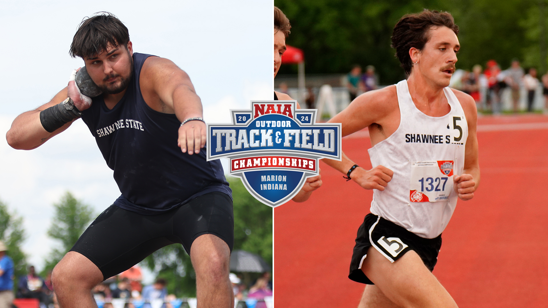 Justin Moore (left) and Aiden Kammler (right) earned All-American honors on the final day of the NAIA Outdoor Track &amp; Field National Championships.