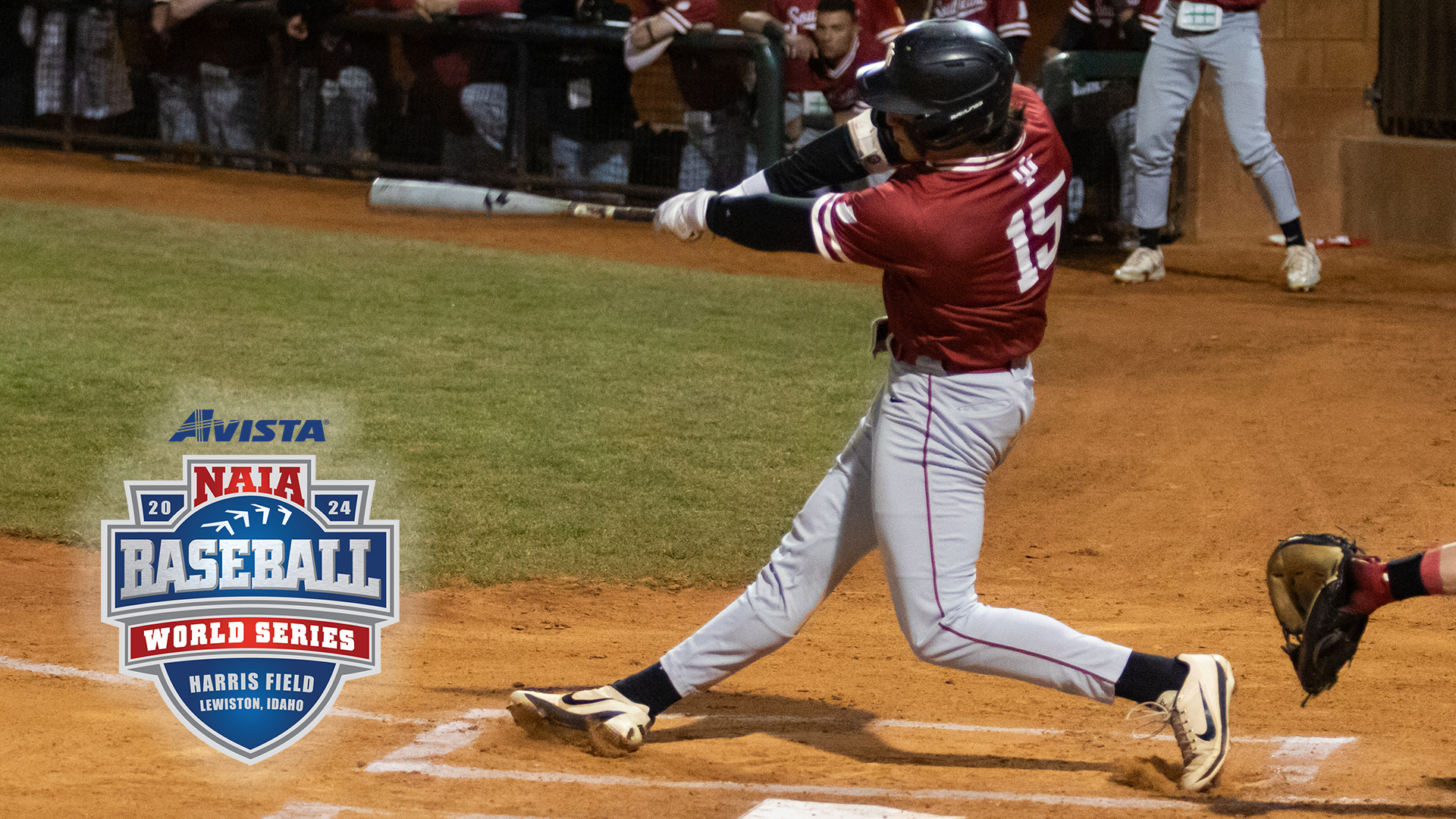 Mason White hit two home runs to help lead IU Southeast to a 6-5 victory over William Carey in the Avista NAIA Baseball World Series. Photo by Spencer Farrin.